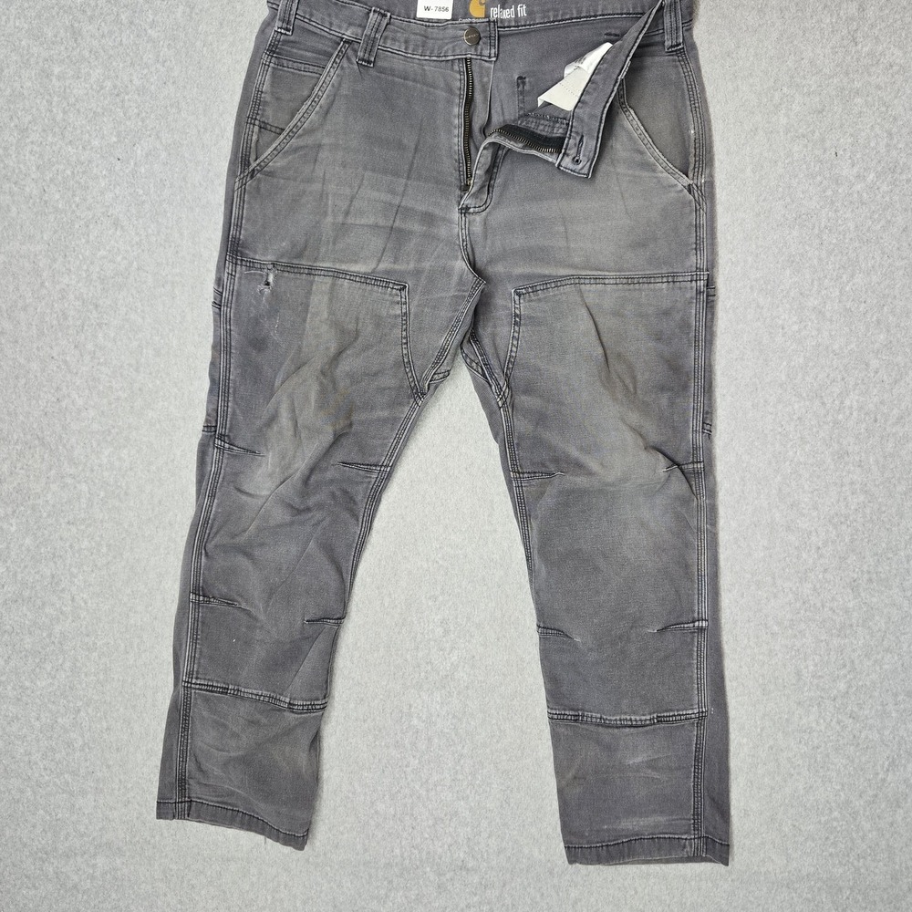 Carhartt Men Pants 34X30 Gray Denim Carpenter Double Knee Work Pants Y2K